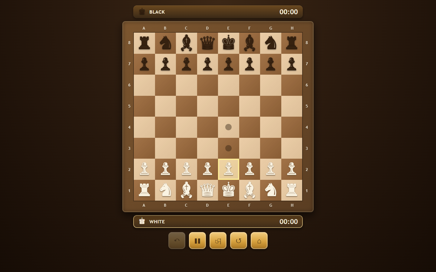 Selected chess pawn with legal-move target dots